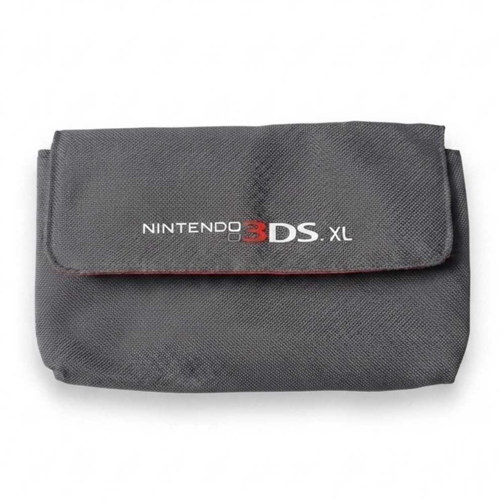 Nintendo 3DS XL Gray Nylon Carrying Pouch Soft Case Red Interior Logo Sleeve